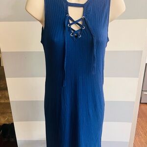 Love Royal Blue Lace-Up Top